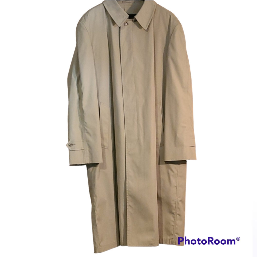 Vintage London Fog Fur Lined Trench Coat Rain Coat 46R